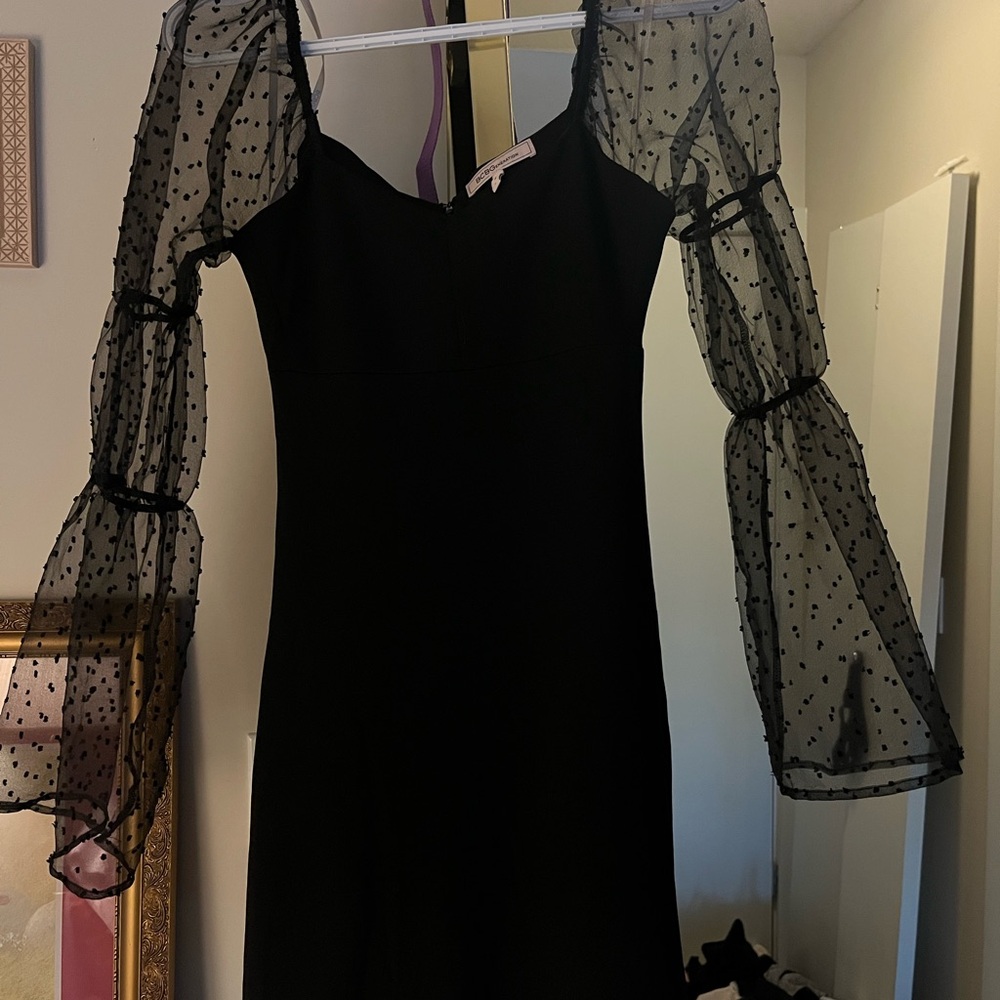 BCBGeneration Black Sheath Dress with Bishop Sleeves